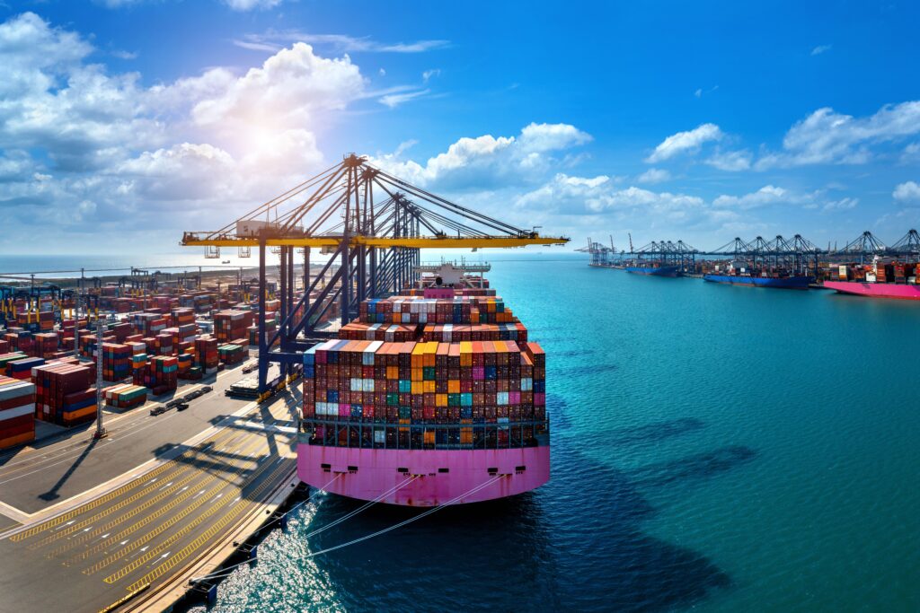 aerial view cargo ship cargo container harbor (1)